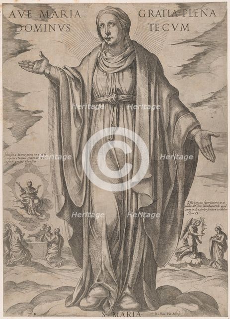 The Virgin from 'Christ, Mary and the Apostles', ca. 1590-ca. 1610. Creator: Antonio Tempesta.