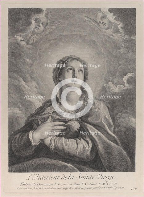 The Virgin, hands folded on her chest, looking upwards, 1729-40. Creator: Frédéric Horthemels.