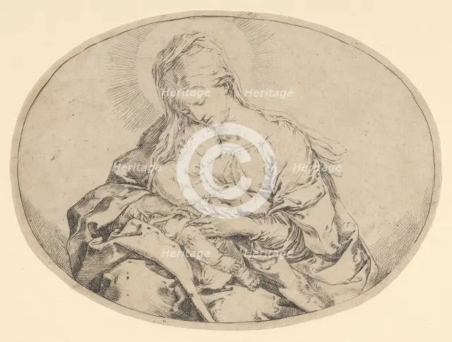 The Virgin holding the infant Christ, an oval composition, ca. 1600-1640. Creator: Guido Reni.