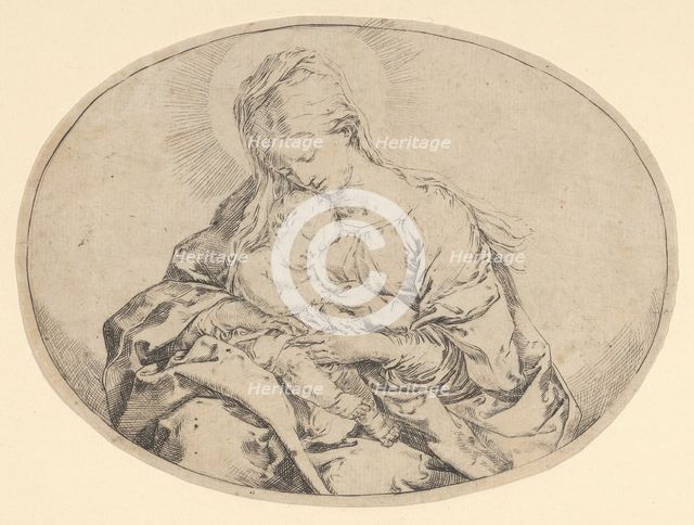 The Virgin holding the infant Christ, an oval composition, ca. 1600-1640. Creator: Guido Reni.