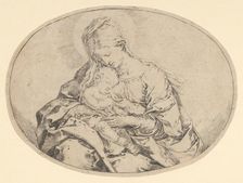 The Virgin holding the infant Christ, an oval composition, ca. 1600-1640. Creator: Guido Reni