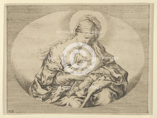 The Virgin holding the infant Christ, an oval composition, after Reni, ca. 1600-1640. Creator: Anon.