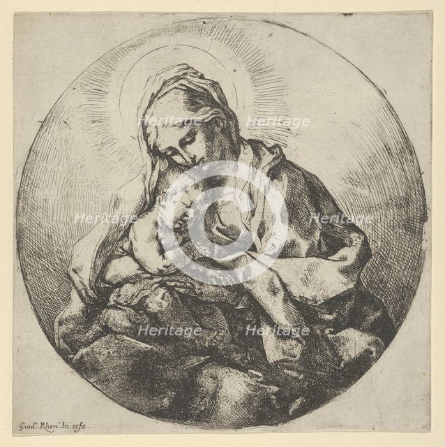 The Virgin holding the infant Christ with the fingers of her right hand hidden, a ..., ca 1600-1640. Creator: Guido Reni.
