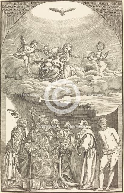 The Virgin in Clouds and Six Saints, 1742. Creator: John Baptist Jackson.