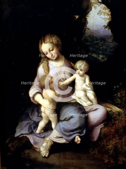  'The Virgin, Jesus and Saint John' oil by Correggio.