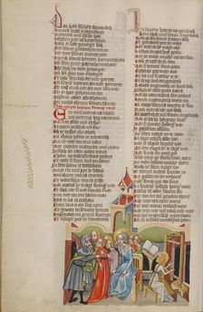 The Virgin Mary, Accompanied by Seven Virgins, Announces her Pregnancy to Joseph, about 1400-1410. Creator: Unknown