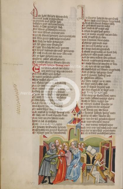 The Virgin Mary, Accompanied by Seven Virgins, Announces her Pregnancy to Joseph, about 1400-1410. Creator: Unknown.