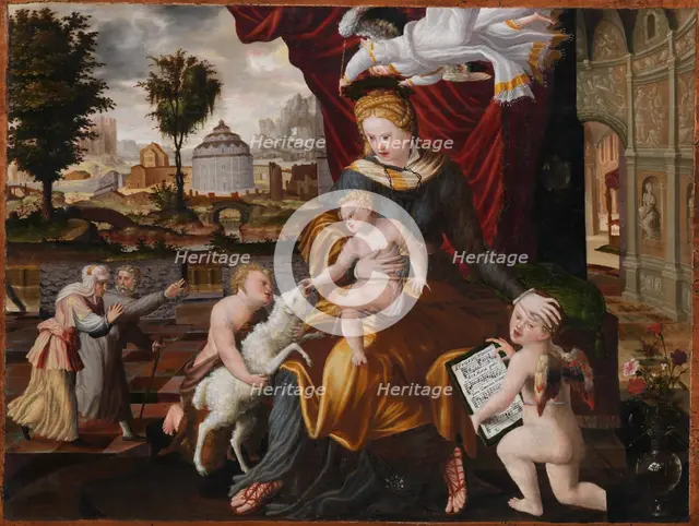 The Virgin Mary and Child, the Infant St. John and two angels, 1552. Creator: Melchior Lorck.