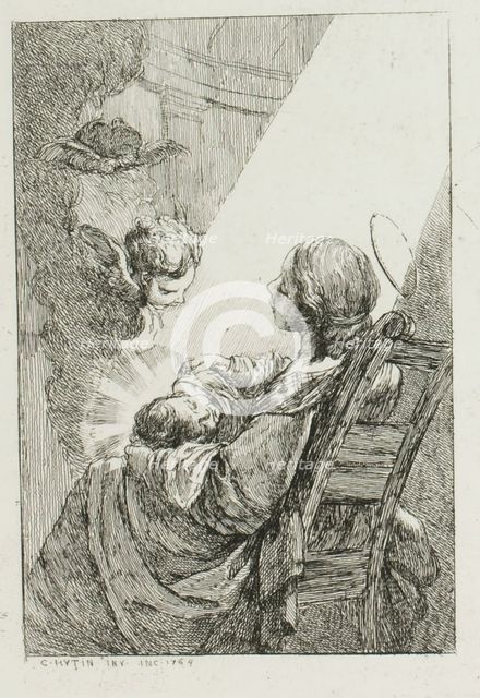 The Virgin Mary Cradling the Baby Jesus, 1764. Creator: Charles Hutin.