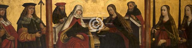 The Virgin Mary's family (St. Anna Samotrzec, Joachim, and Joseph) with St..., between 1500-1525. Creator: Unknown.