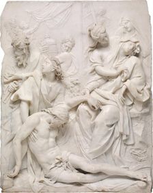 The Virgin Mary Swooning over the Dead Body of Christ at the Foot of the Cross, 1710. Creator: Pierre Etienne Monnot