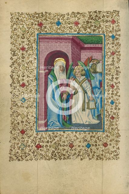 The Virgin Nourished by an Angel; Book of Hours, about 1460. Creator: Unknown.