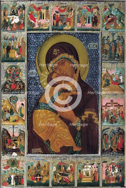 The Virgin of Vladimir, 16th century.  Creator: Russian icon.