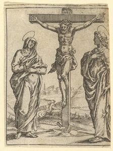 The Virgin of Sorrows: The Crucifixion; one of nine surrounding compartments from the V..., by 1575. Creator: Giorgio Ghisi