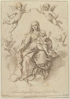 The Virgin seated in the clouds with the infant Christ, surrounded by putti..., 1764. Creator: Giuseppe Zocchi