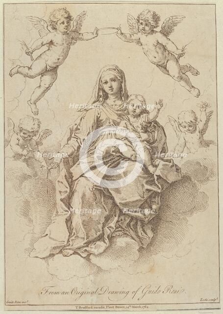 The Virgin seated in the clouds with the infant Christ, surrounded by putti..., 1764. Creator: Giuseppe Zocchi.