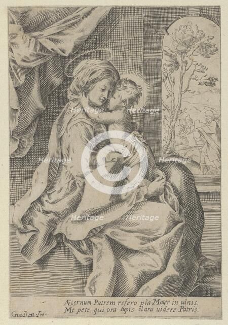 The Virgin seated with the Christ Child on her lap embracing her, St Joseph seen ..., ca. 1600-1640. Creator: Anon.