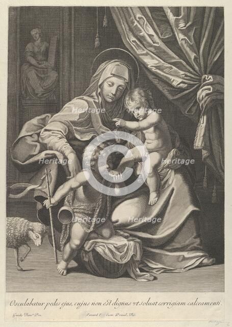 The Virgin seated with the infant Christ on her lap, the young Saint John the Baptist..., 1625-89. Creator: Anon.