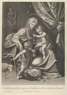 The Virgin seated with the infant Christ on her lap, the young Saint John the Baptist..., 1625-89. Creator: Anon