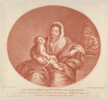 The Virgin seated with the infant Christ sleeping in her lap, Saint Elizabeth at right, an..., 1776. Creator: Robert Menageot