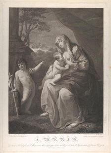 The Virgin suckling the infant Christ, the young Saint John the Baptist standing at left, ..., 1812. Creator: Mauro Gandolfi