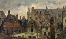 The Vleeshuis, Old Roofs and Crow-Stepped Gables, c1870s. Creator: Hendrik Frans Schaefels