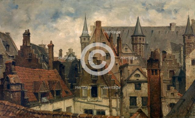 The Vleeshuis, Old Roofs and Crow-Stepped Gables, c1870s. Creator: Hendrik Frans Schaefels.