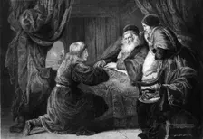 The voice is Jacob's voice, but the hands are the hands of Esau 19th century? Creator: R Staines