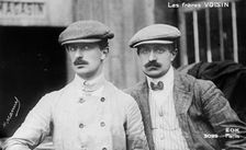 The Voisin brothers, French aviation pioneers. Gabriel Voisin (1880-1973), on the left..., (1912?). Creator: Bain News Service