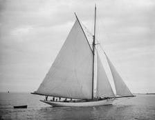 The Volunteer, trial trip, under way, (1887?). Creator: Unknown