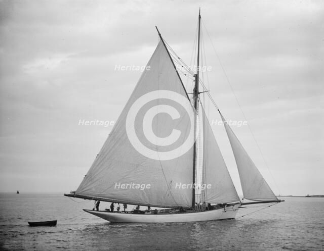 The Volunteer, trial trip, under way, (1887?). Creator: Unknown.
