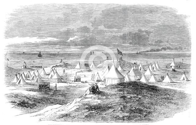 The Volunteer Camp, on Crosby Sands, near Liverpool - from a drawing by William Woods, 1860. Creator: Unknown.