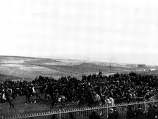 The Volunteer Manoeuvres at Brighton: March Past - Sussex Artillery, 1895. Creator: Symmons & Thiele