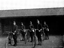 The Volunteer Manoeuvres at Brighton: Cyclist, 4th East Surrey Volunteers, 1895. Creator: Symmons & Thiele