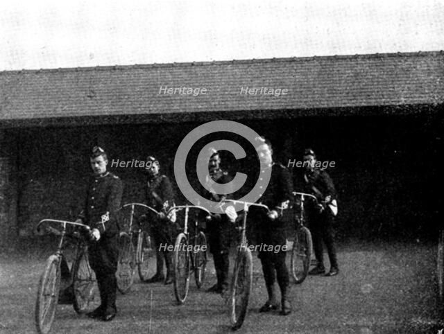 The Volunteer Manoeuvres at Brighton: Cyclist, 4th East Surrey Volunteers, 1895. Creator: Symmons & Thiele.