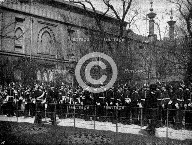 The Volunteer Manoeuvres at Brighton: Church Parade at the Dome, 1895. Creator: Symmons & Thiele.