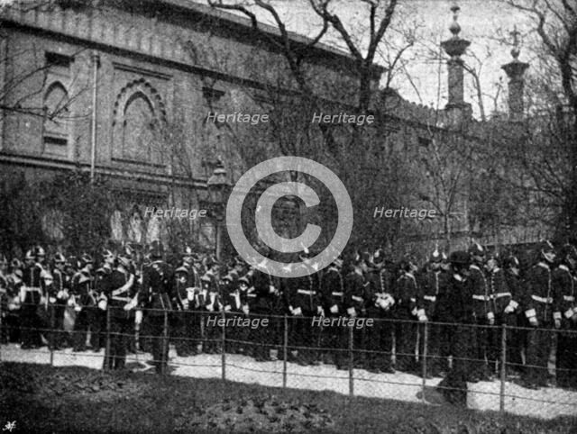 The Volunteer Manoeuvres at Brighton: Church Parade at the Dome, 1895. Creator: Symmons & Thiele.