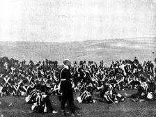 The Volunteer Manoeuvres at Brighton: Waiting for rations after the fight, 1895. Creator: Symmons & Thiele