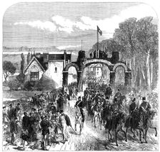 The Volunteer Review at Portsmouth: the 1st Middlesex Artillery,...Cosham,...Good Friday, 1868. Creator: C. R.