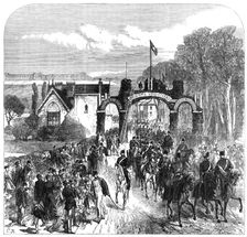 The Volunteer Review at Portsmouth: the 1st Middlesex Artillery,...Cosham,...Good Friday, 1868. Creator: C. R.