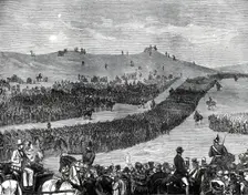 The Volunteer Review at Tring on Easter Monday: the March Past at Beacon Hill, 1876. Creator: Unknown