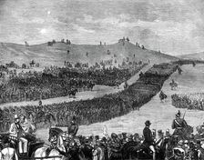 The Volunteer Review at Tring on Easter Monday: the March Past at Beacon Hill, 1876. Creator: Unknown