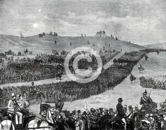 The Volunteer Review at Tring on Easter Monday: the March Past at Beacon Hill, 1876. Creator: Unknown.