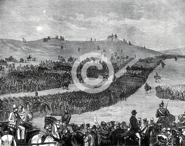 The Volunteer Review at Tring on Easter Monday: the March Past at Beacon Hill, 1876. Creator: Unknown.