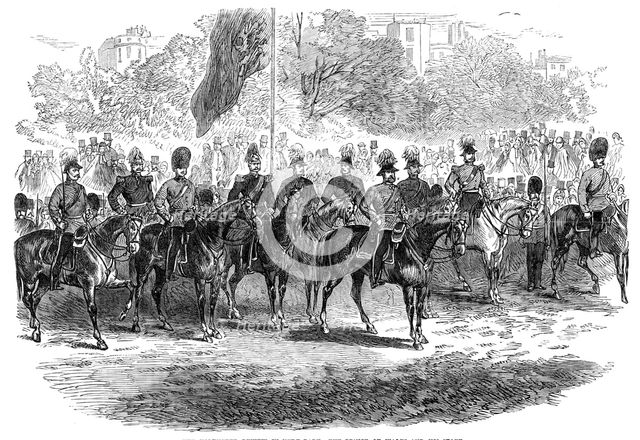 The Volunteer Review in Hyde Park: the Prince of Wales and his staff, 1864. Creator: Unknown.