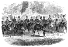 The Volunteer Review in Hyde Park: the Prince of Wales and his staff, 1864. Creator: Unknown