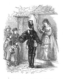 The Volunteer Review: in search of a billet at Redhill, Friday night, 1871. Creator: Unknown