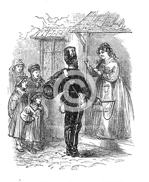 The Volunteer Review: in search of a billet at Redhill, Friday night, 1871. Creator: Unknown.
