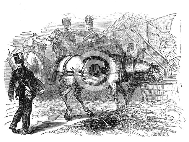 The Volunteer Review: the first halt, at Sutton, Friday morning, 1871. Creator: Unknown.