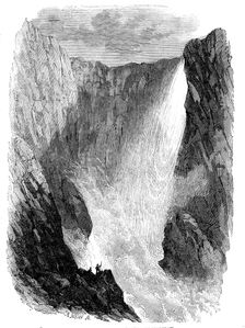 The Vöring Foss on the Hardanger Fjord, in Norway, 1858. Creator: Mason Jackson